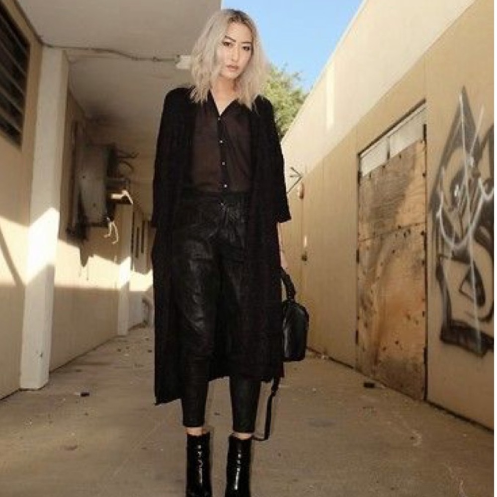 Helmet Lang Brushed Stretch-Leather Tapered Pants